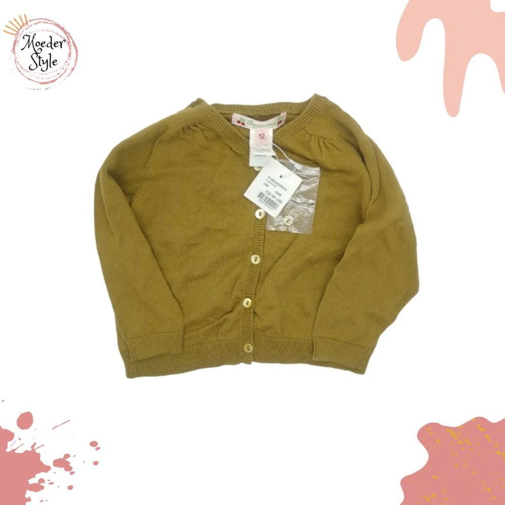 BONPOINT 12M light brown buttonUp VNeck Cardigan